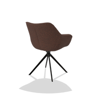 Dining Chair Padua 6333 in Ascot Brick fabric (chocolate), black swivel base, back angled view