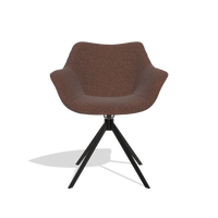 Dining Chair Padua 6333 in Ascot Brick fabric (chocolate), black swivel base, front view