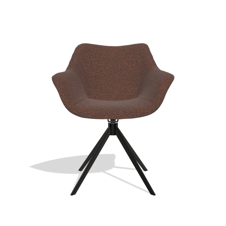 Dining Chair Padua 6333 in Ascot Brick fabric (chocolate), black swivel base, front view