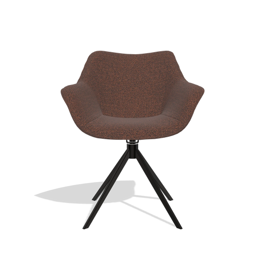 Chaise de salle à manger Padua 6333 en tissu Ascot Brick (chocolat), pied pivotant en noir, vue de face