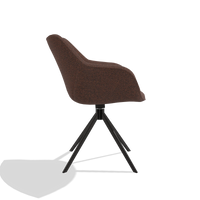 Dining Chair Padua 6333 in Ascot Brick fabric (chocolate), black swivel base, side view