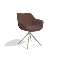 Dining Chair Padua 6333 in Ascot Brick fabric (chocolate), champagne swivel base, angled view
