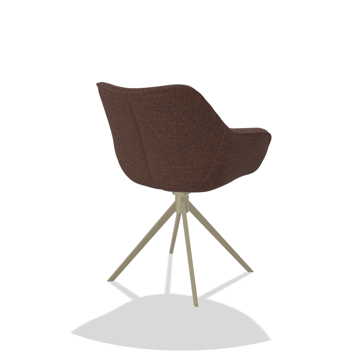 Dining Chair Padua 6333 in Ascot Brick fabric (chocolate), champagne swivel base, back angled view