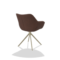 Dining Chair Padua 6333 in Ascot Brick fabric (chocolate), champagne swivel base, back angled view