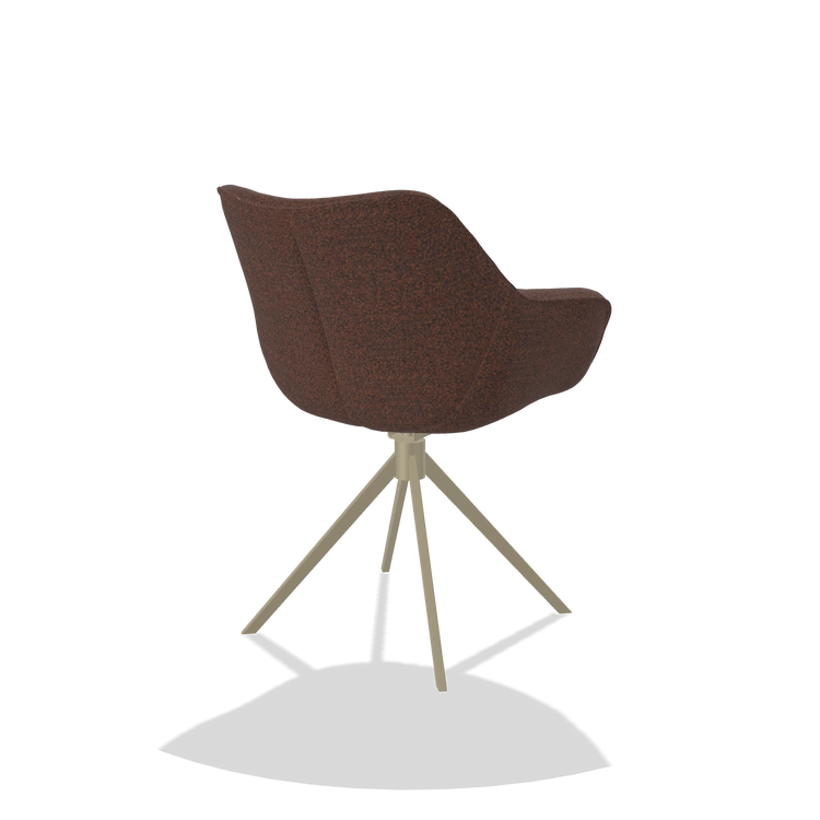 Dining Chair Padua 6333 in Ascot Brick fabric (chocolate), champagne swivel base, back angled view