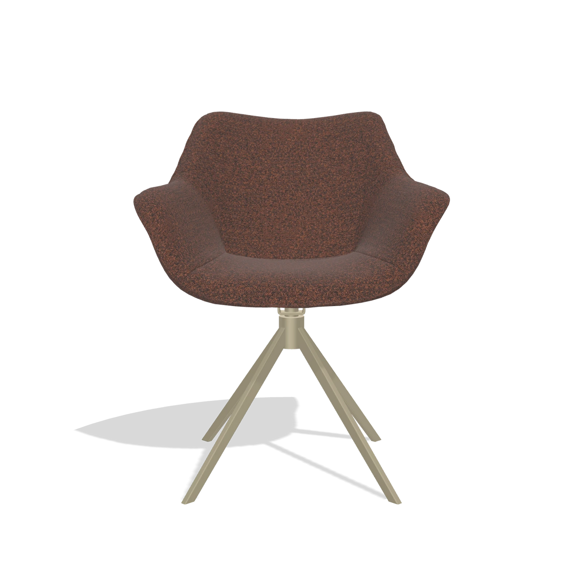 Dining Chair Padua 6333 in Ascot Brick fabric (chocolate), champagne swivel base, front view