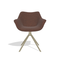 Dining Chair Padua 6333 in Ascot Brick fabric (chocolate), champagne swivel base, front view
