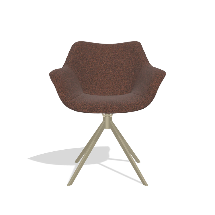 Dining Chair Padua 6333 in Ascot Brick fabric (chocolate), champagne swivel base, front view