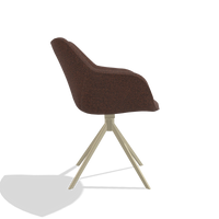 Dining Chair Padua 6333 in Ascot Brick fabric (chocolate), champagne swivel base, side view
