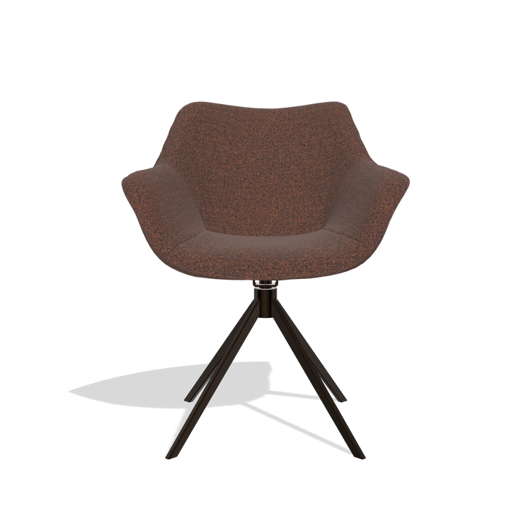 Dining Chair Padua 6333 in Ascot Brick fabric (chocolate), espresso swivel base, front view