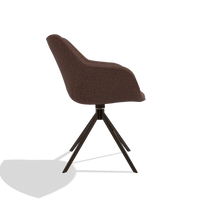 Dining Chair Padua 6333 in Ascot Brick fabric (chocolate), espresso swivel base, side view