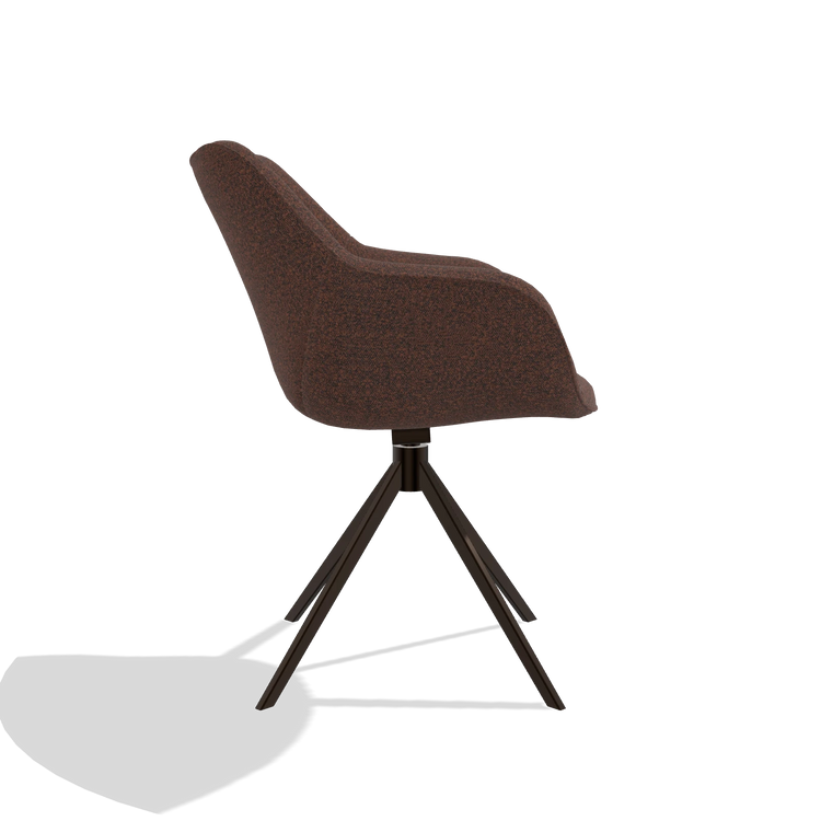 Dining Chair Padua 6333 in Ascot Brick fabric (chocolate), espresso swivel base, side view