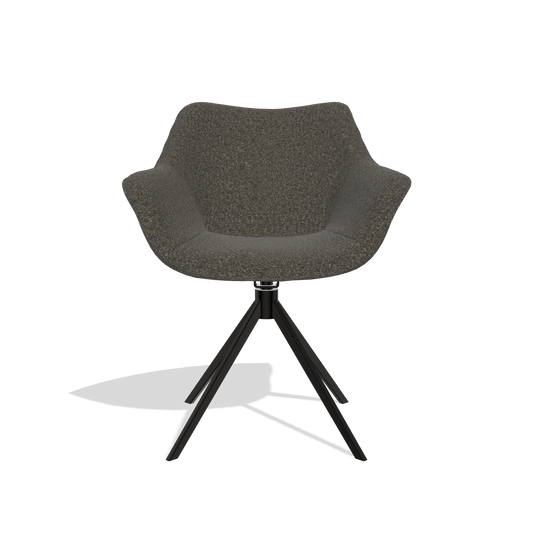 Chaise de salle à manger Padua 6333 en tissu Ascot Mouse (chocolat), pied pivotant en noir, vue de face