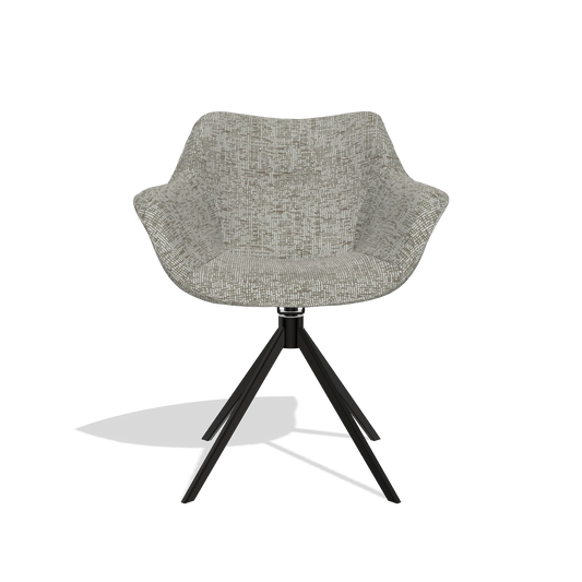 Chaise de salle à manger Padua 6333 en tissu Be Fine 120 (gris), pied pivotant en noir, vue de face