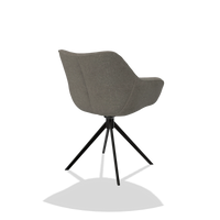 Dining Chair Padua 6333 in Boogie 12 fabric (dark grey), black swivel base, back angled view