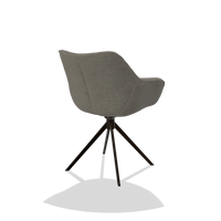 Dining Chair Padua 6333 in Boogie 12 fabric (dark grey), espresso swivel base, back angled view