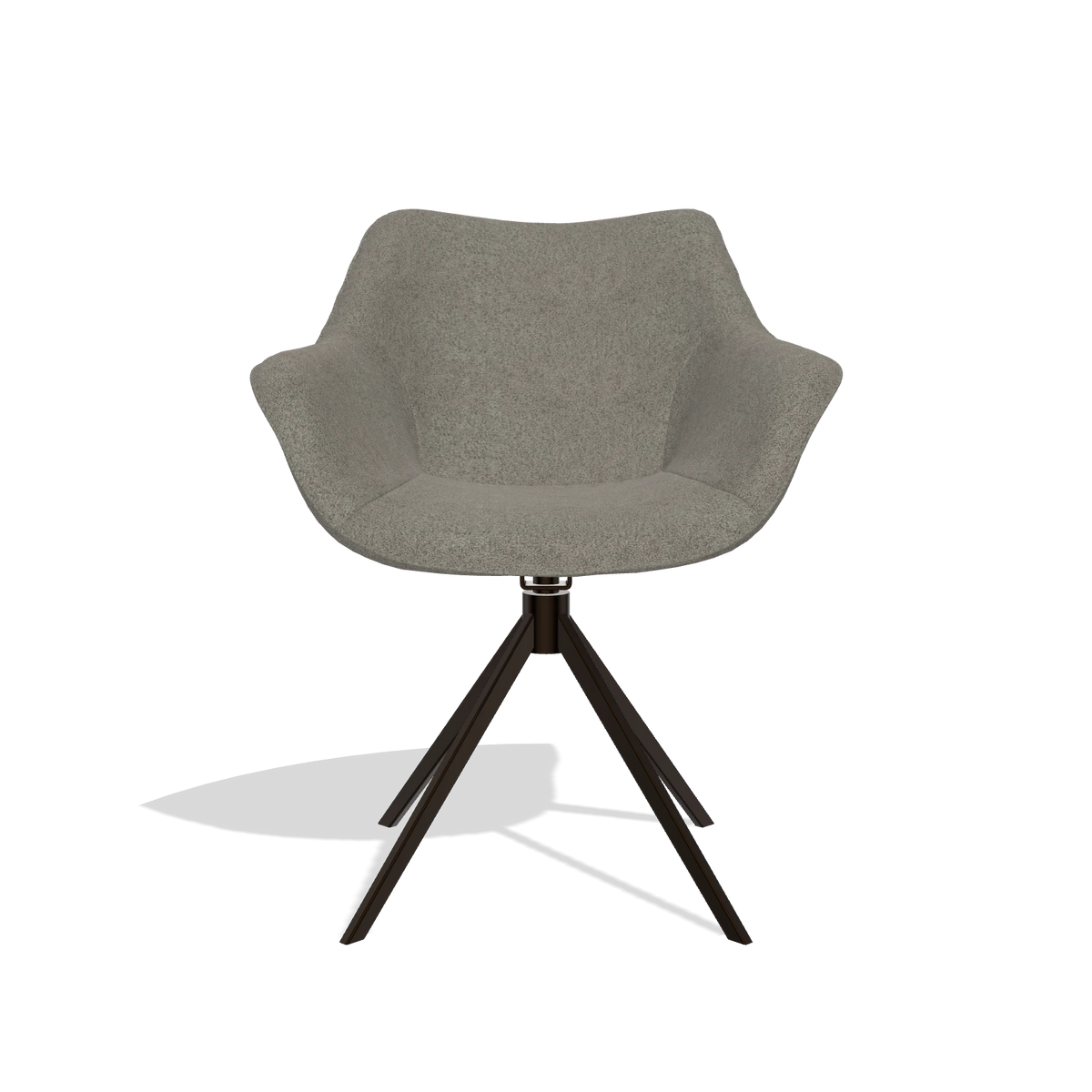 Dining Chair Padua 6333 in Boogie 12 fabric (dark grey), espresso swivel base, front view