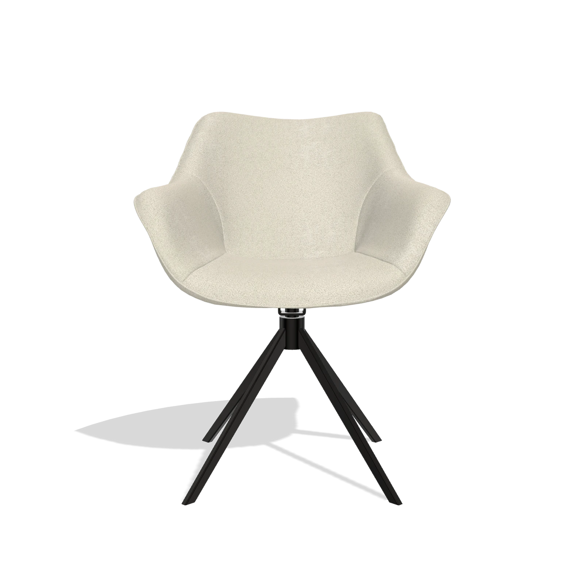 Dining Chair Padua 6333 in Boogie 84 fabric (light grey), black swivel base, front view