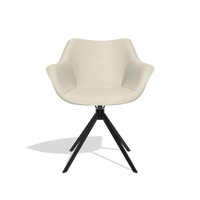 Dining Chair Padua 6333 in Boogie 84 fabric (light grey), black swivel base, front view