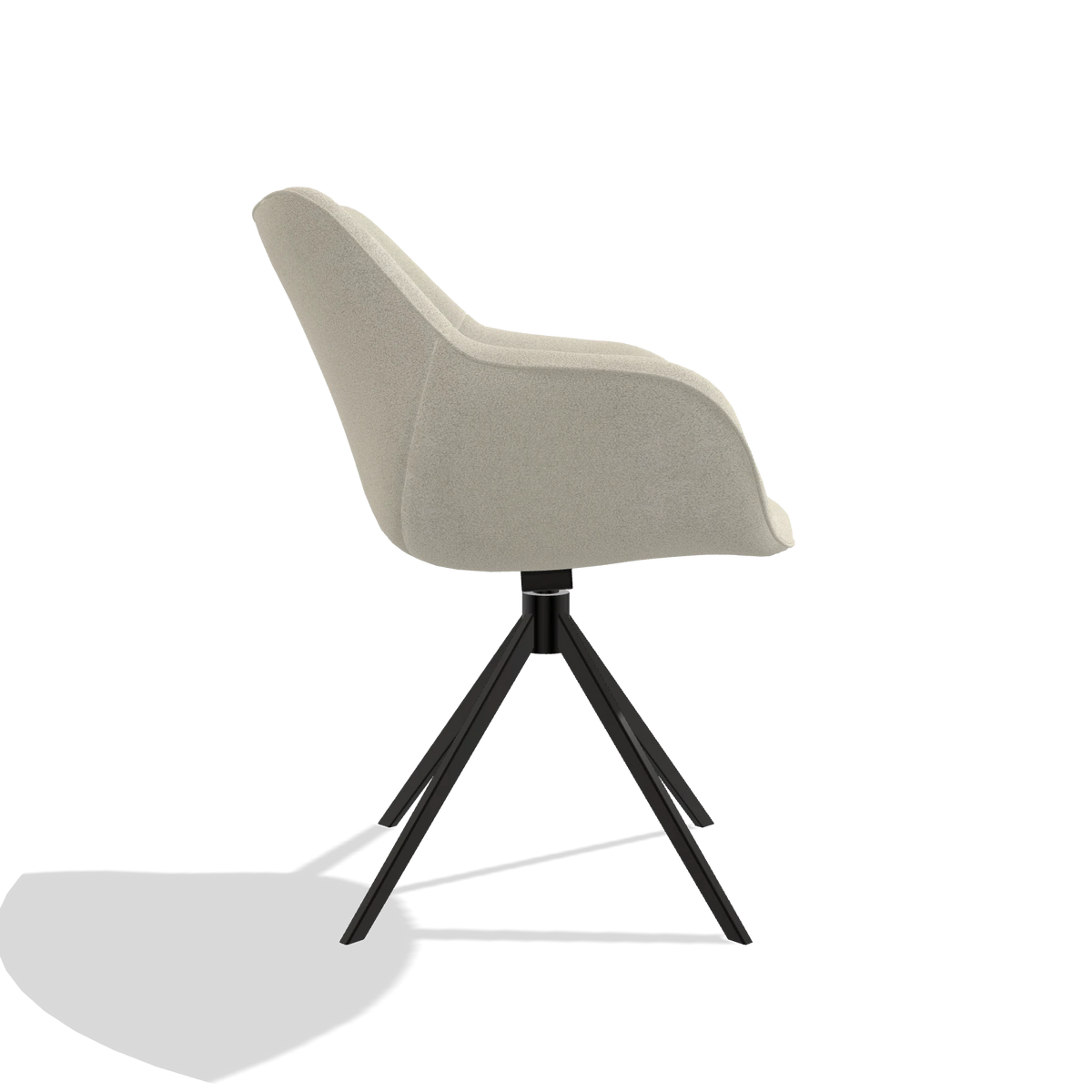 Dining Chair Padua 6333 in Boogie 84 fabric (light grey), black swivel base, side view
