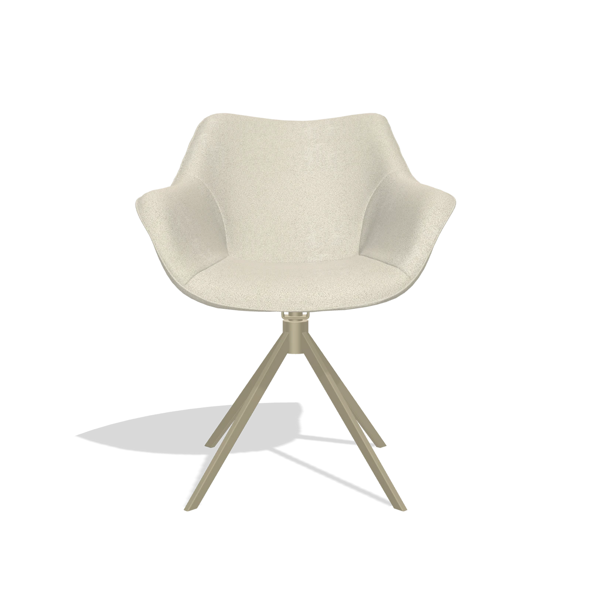 Dining Chair Padua 6333 in Boogie 84 fabric (light grey), champagne swivel base, front view