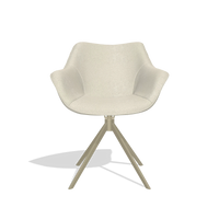 Dining Chair Padua 6333 in Boogie 84 fabric (light grey), champagne swivel base, front view