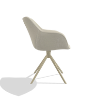 Dining Chair Padua 6333 in Boogie 84 fabric (light grey), champagne swivel base, side view