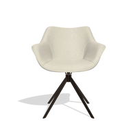 Dining Chair Padua 6333 in Boogie 84 fabric (light grey), espresso swivel base, front view