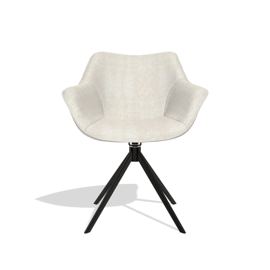 Chaise de salle à manger Padua 6333 en tissu Bull 05 (gris clair), pied pivotant en noir, vue de face