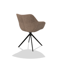 Esszimmerstuhl Padua 6333 in Stoff Cayenne 28 (Taupe), Drehfuß in Schwarz, Schrägansicht von hinten