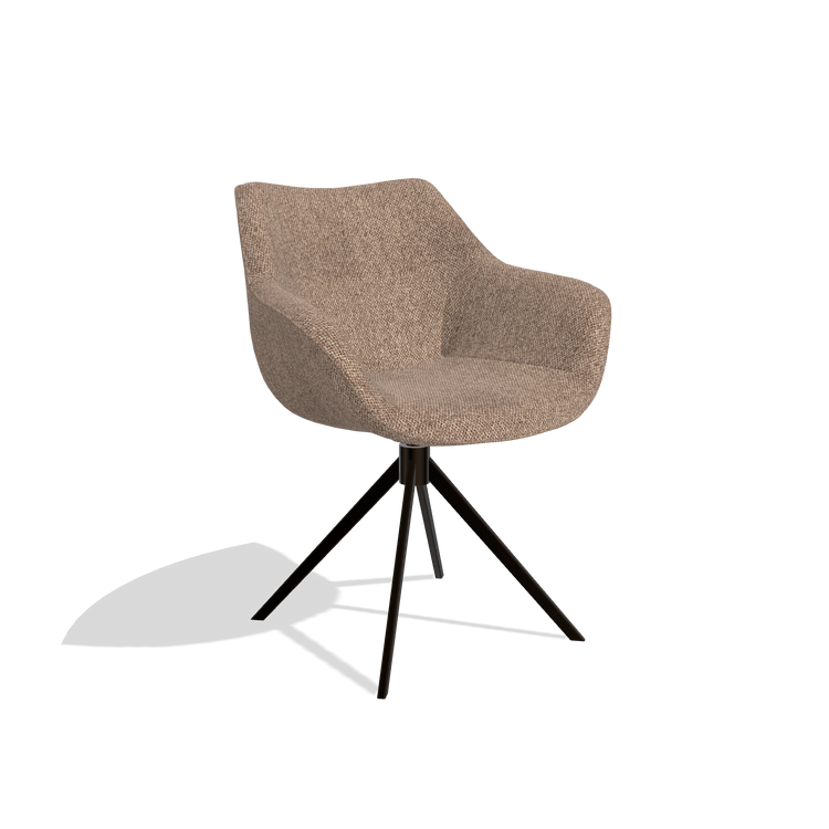Esszimmerstuhl Padua 6333 in Stoff Cayenne 28 (Taupe), Drehfuß in Espresso, Schrägansicht
