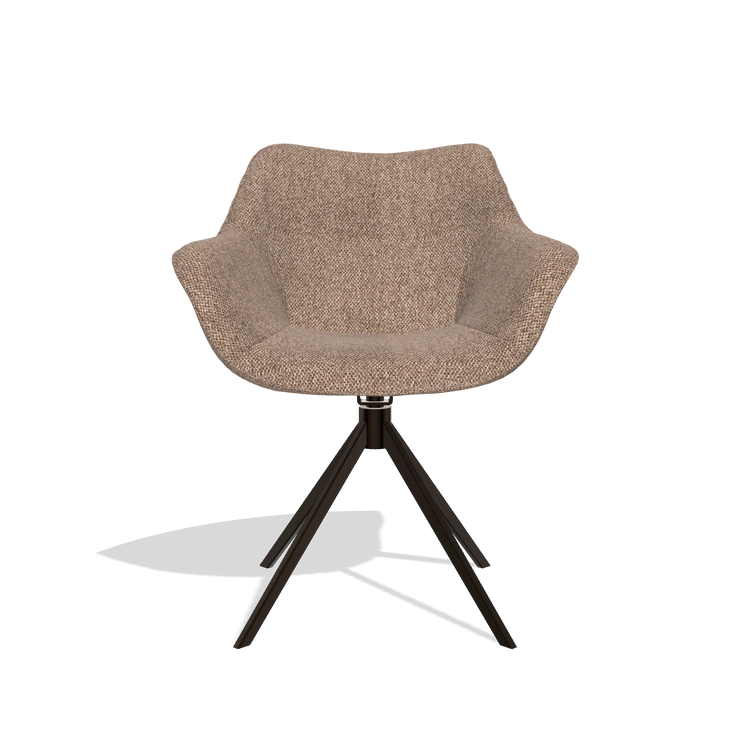 Esszimmerstuhl Padua 6333 in Stoff Cayenne 28 (Taupe), Drehfuß in Espresso, Vorderansicht