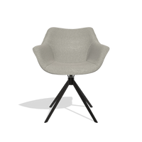 Silla de comedor Padua 6333 en tela Glory 01 (greige), base giratoria en negro, vista frontal