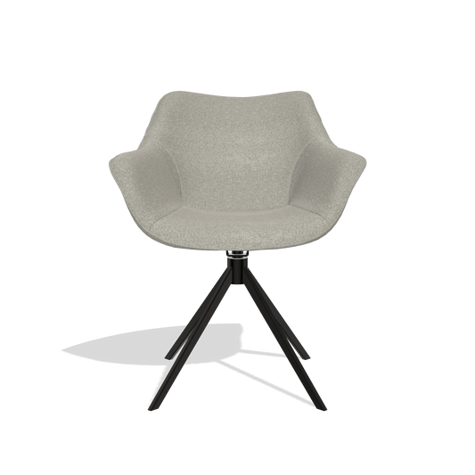 Chaise de salle à manger Padua 6333 en tissu Glory 01 (grège), pied pivotant en noir, vue de face