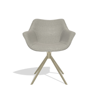 Silla de comedor Padua 6333 en tela Glory 01 (greige), base giratoria en champán, vista frontal