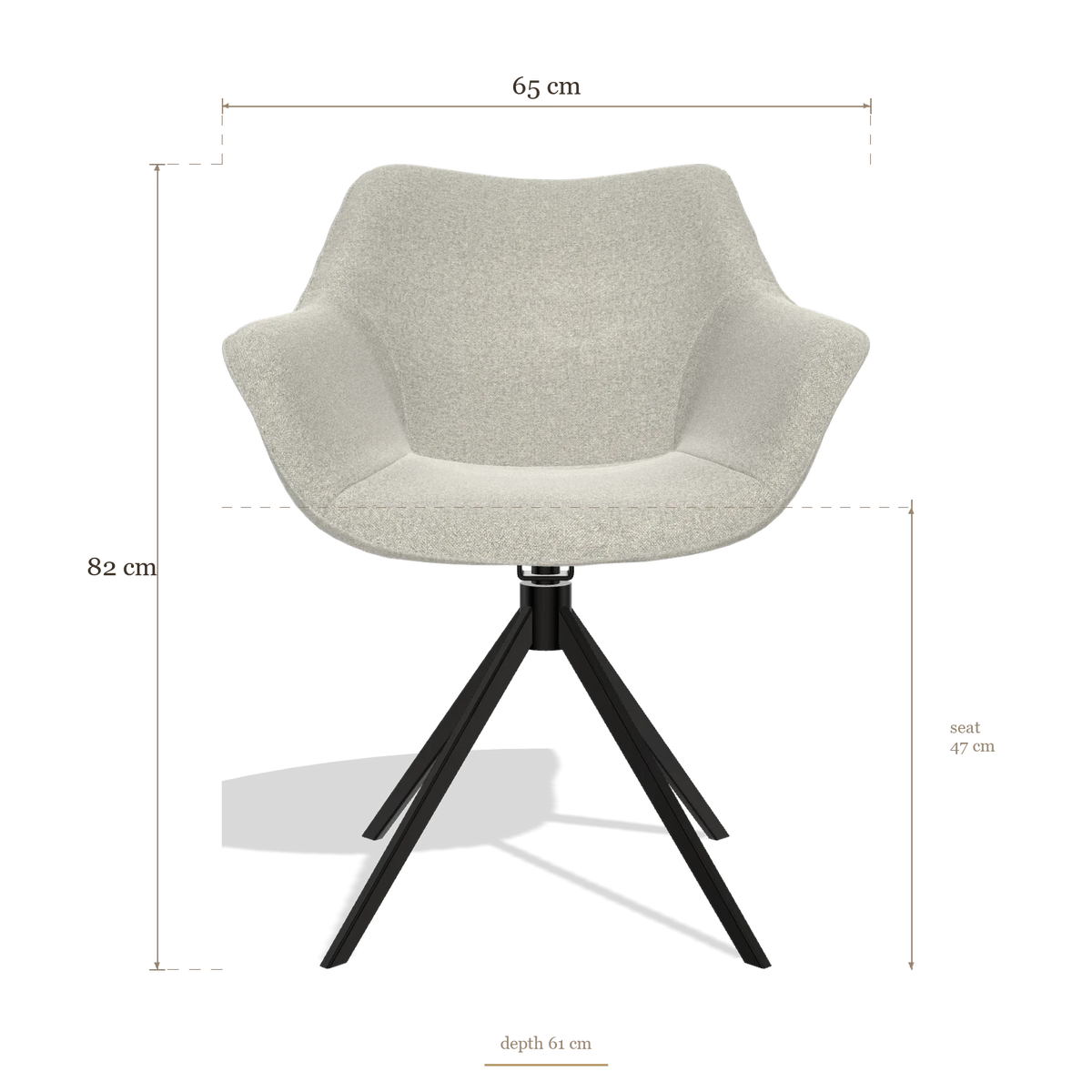 Silla de comedor Padua 6333, medidas 65 x 61 x 82 cm