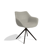 Silla de comedor Padua 6333 en tela Glory 01 (greige), base giratoria en espresso, vista en ángulo