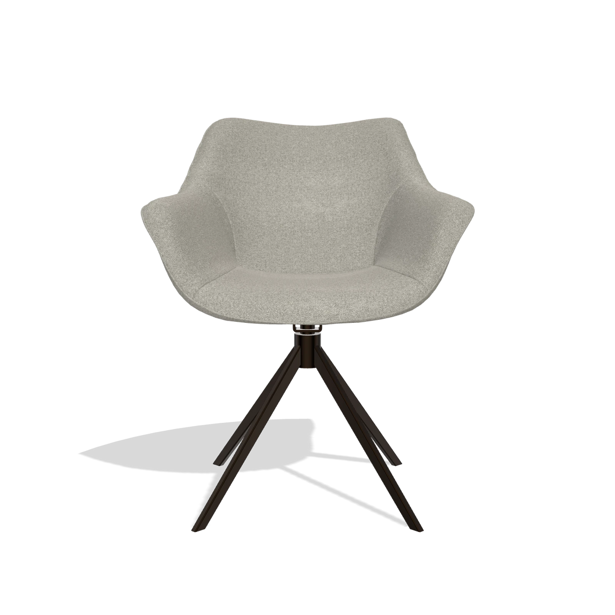 Silla de comedor Padua 6333 en tela Glory 01 (greige), base giratoria en espresso, vista frontal