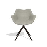 Silla de comedor Padua 6333 en tela Glory 01 (greige), base giratoria en espresso, vista frontal