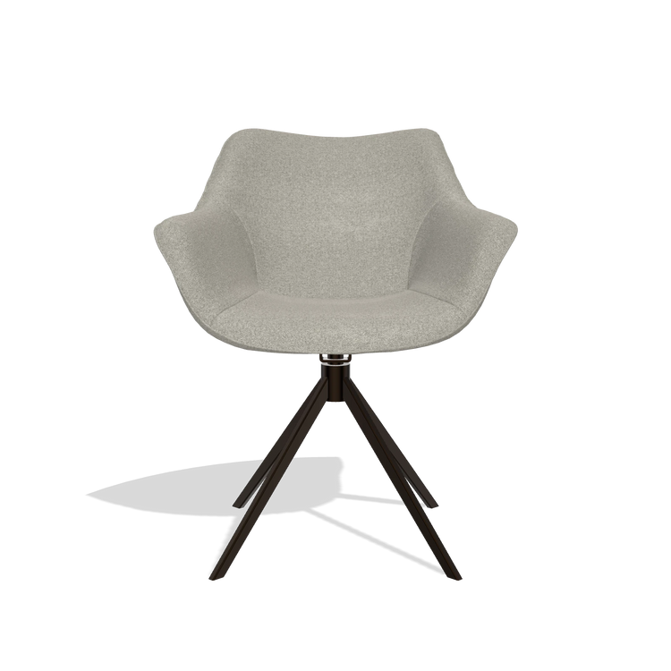 Silla de comedor Padua 6333 en tela Glory 01 (greige), base giratoria en espresso, vista frontal