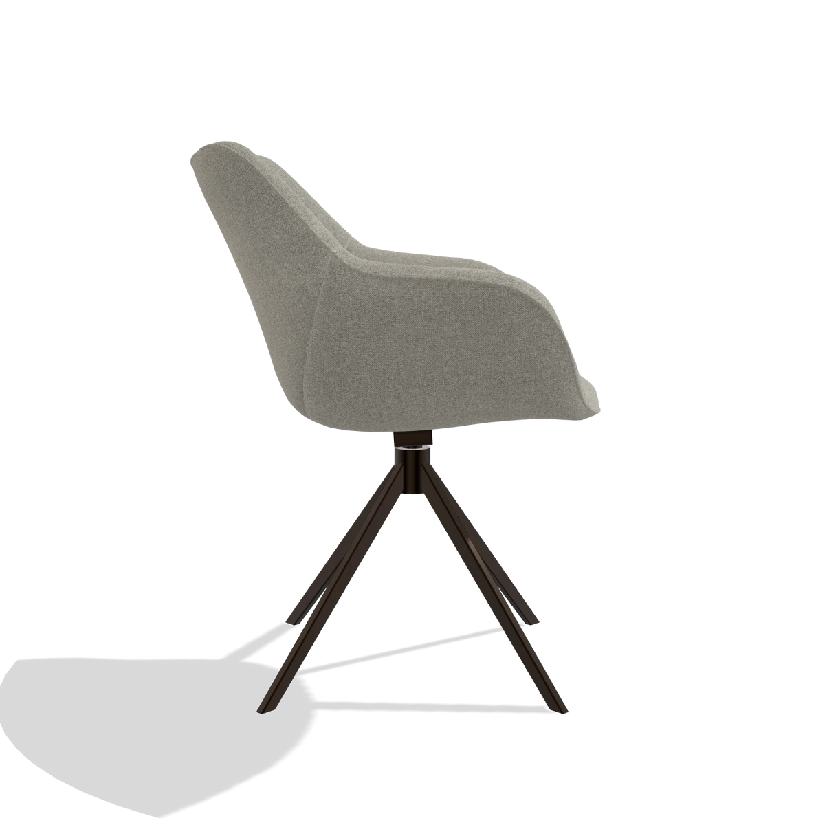 Silla de comedor Padua 6333 en tela Glory 01 (greige), base giratoria en espresso, vista lateral