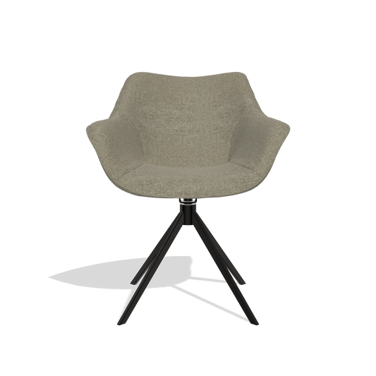 Chaise de salle à manger Padua 6333 en tissu Guard 193 (taupe), pied pivotant en noir, vue de face