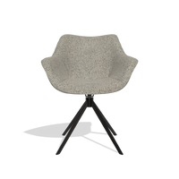 Dining Chair Padua 6333 in Horta 01 fabric (grey), black swivel base, front view