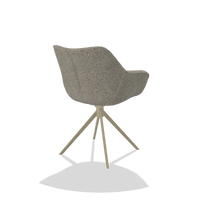 Dining Chair Padua 6333 in Horta 01 fabric (grey), champagne swivel base, back angled view