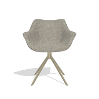 Dining Chair Padua 6333 in Horta 01 fabric (grey), champagne swivel base, front view
