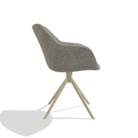 Dining Chair Padua 6333 in Horta 01 fabric (grey), champagne swivel base, side view