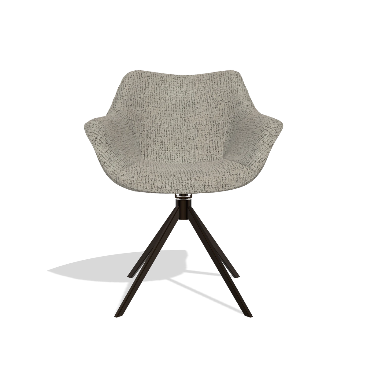 Dining Chair Padua 6333 in Horta 01 fabric (grey), espresso swivel base, front view