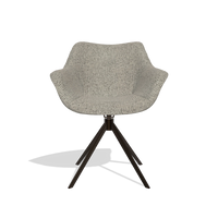 Dining Chair Padua 6333 in Horta 01 fabric (grey), espresso swivel base, front view