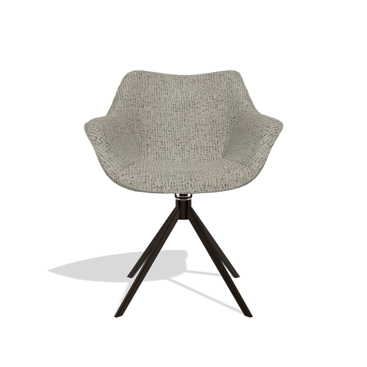 Dining Chair Padua 6333 in Horta 01 fabric (grey), espresso swivel base, front view