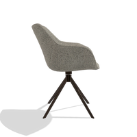 Dining Chair Padua 6333 in Horta 01 fabric (grey), espresso swivel base, side view